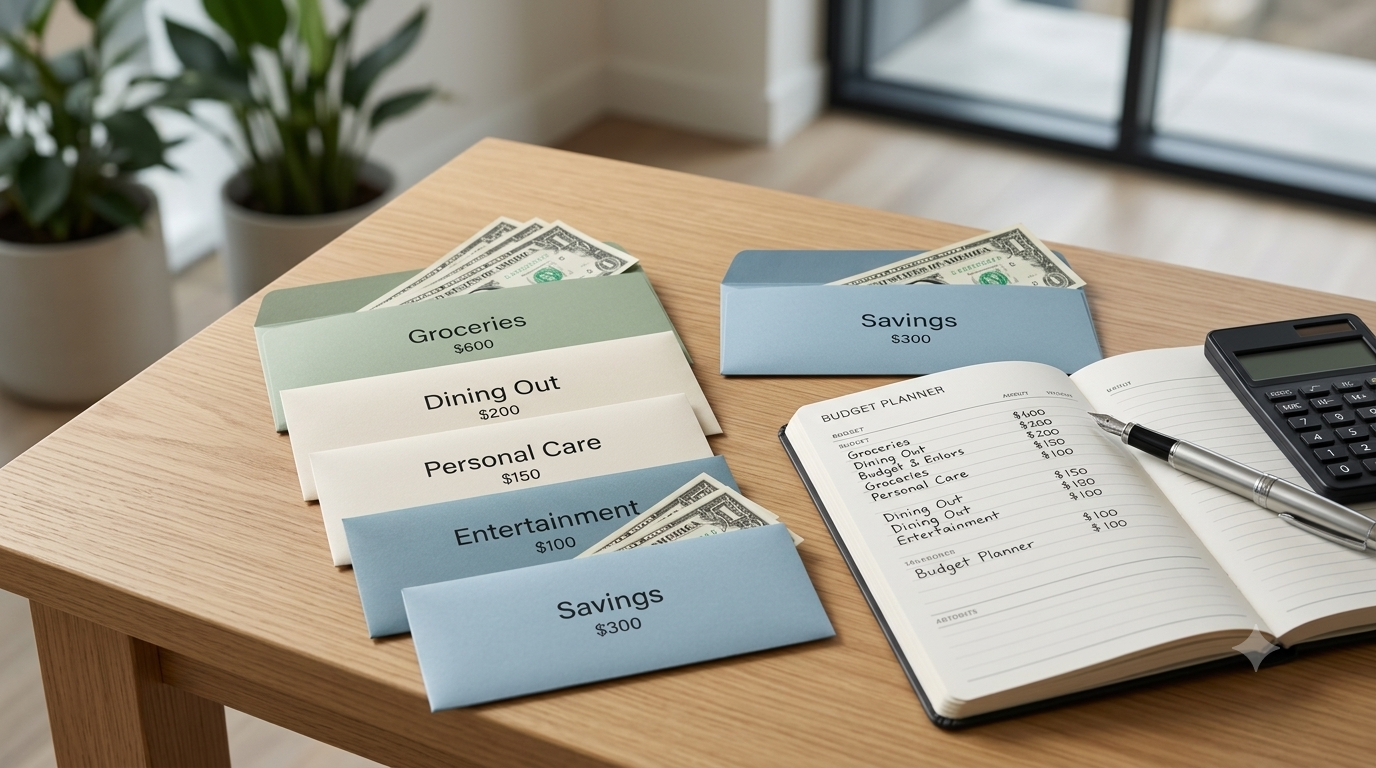 Cash envelope budgeting and household expenses